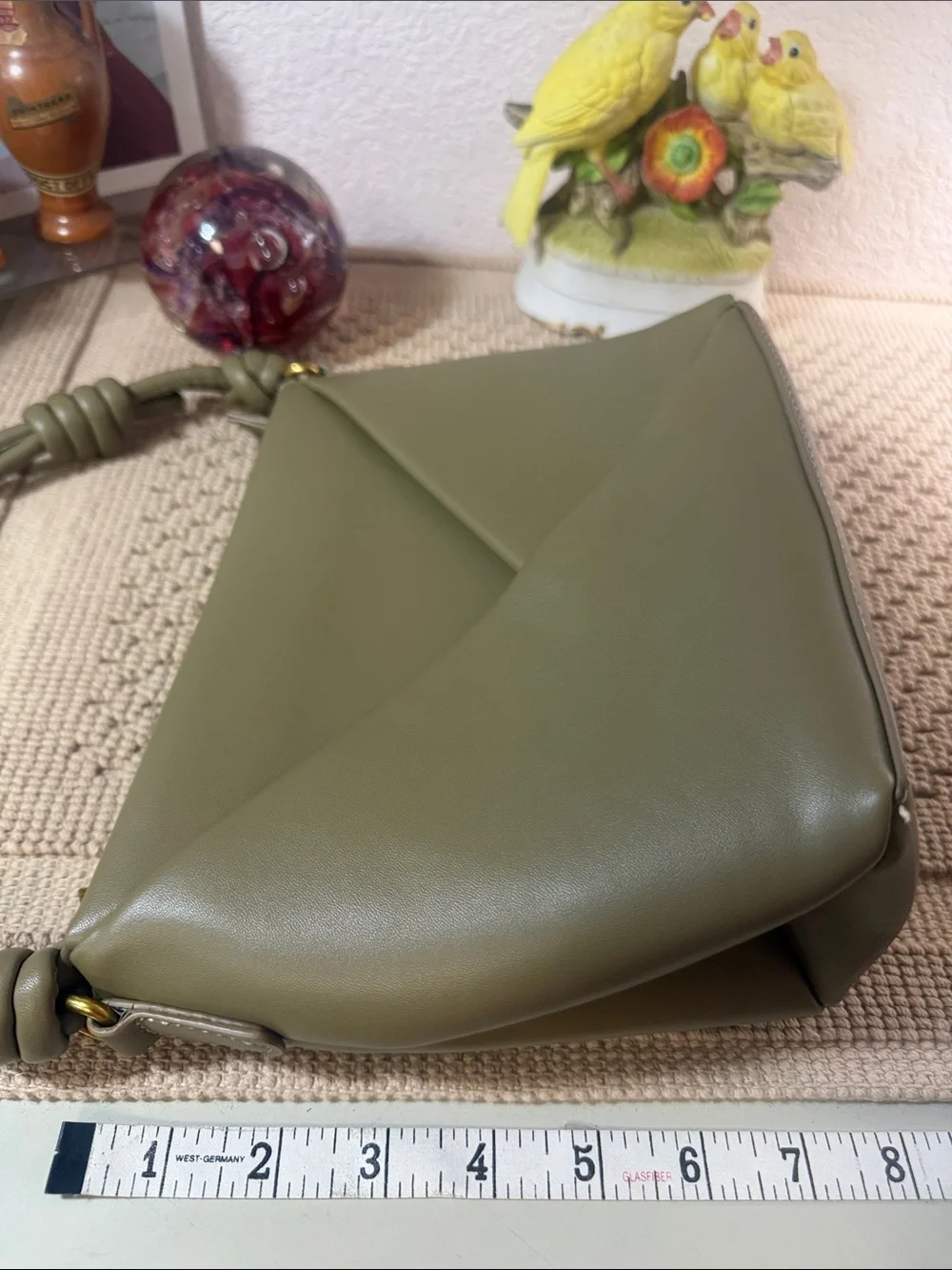 Antik Kraft Olive Green Geometric Knotted Strap Crossbody Bag